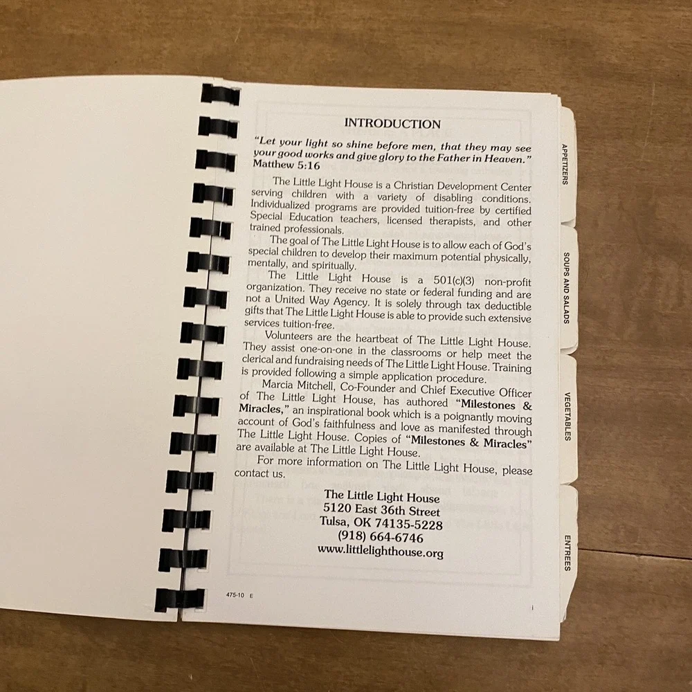 Little Light House Cookbook Tulsa Oklahoma Local Spiral Community Cookbook